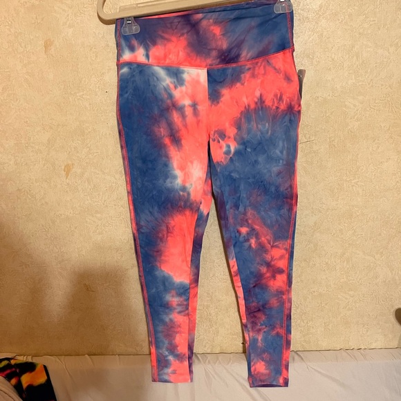 Zenana Pink/Blue Tie Dye Microfiber Full Length Leggings - Picture 2 of 4